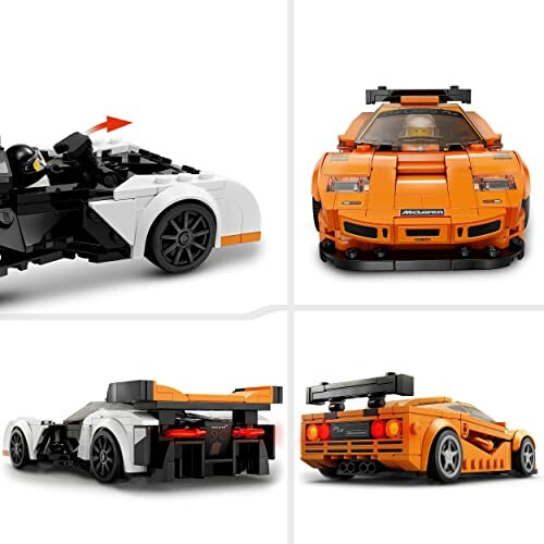 Lego sportauto modellen in zwart-wit en oranje