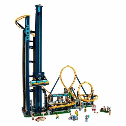 Lego achtbaan met loops en minifiguren