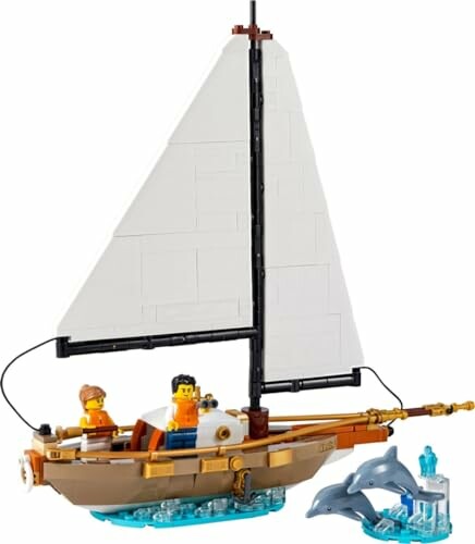 Lego zeilboot met dolfijn en minifiguren