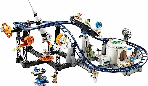 LEGO-ruimte-achtbaan met astronauten en raket