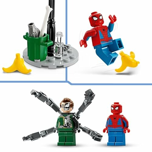 Lego Spiderman minifiguur met banaan en Dr. Octopus