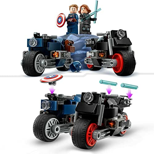 LEGO motorfietsen met superheldenfiguren en accessoires