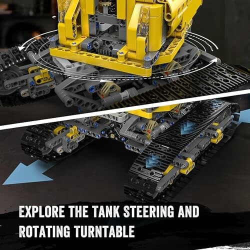 Lego tank met stuurmechanisme en draaibare draaitafel