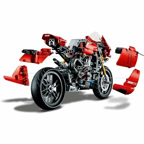 Lego Technic motorfiets in onderdelen