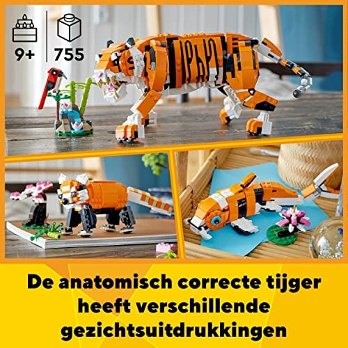 LEGO tijger bouwset met accessoires en verschillende gezichtsuitdrukkingen