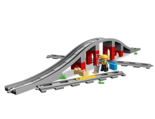 LEGO treinspoorbrug met minifiguur en accessoires