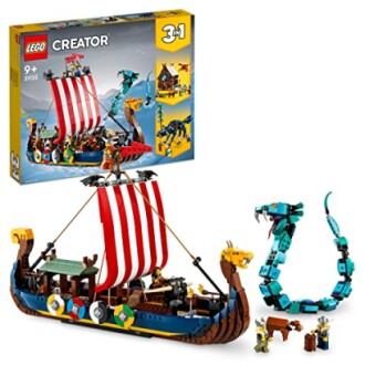 Lego vikingschip met slang en minifiguren