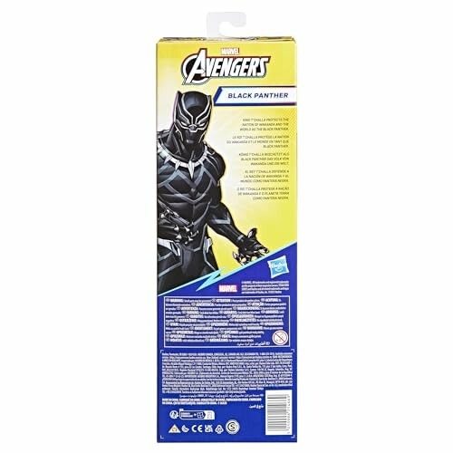 Achterkant van verpakking met Marvel Avengers Black Panther-figuur