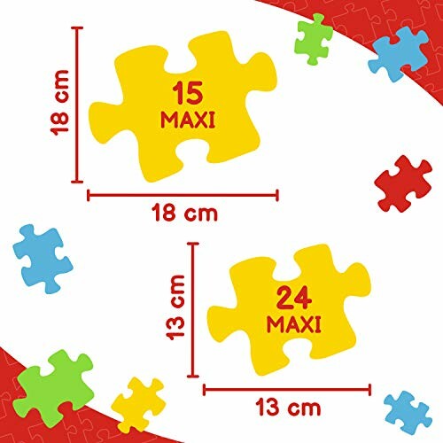 Afbeelding van twee puzzelstukjes met afmetingen en aantal stukken.