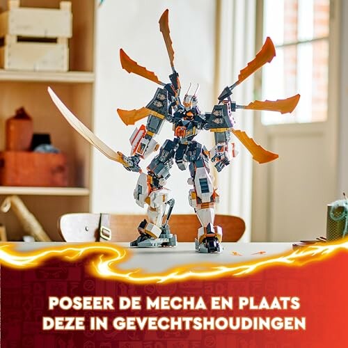 Mecha-model met zwaard op tafel