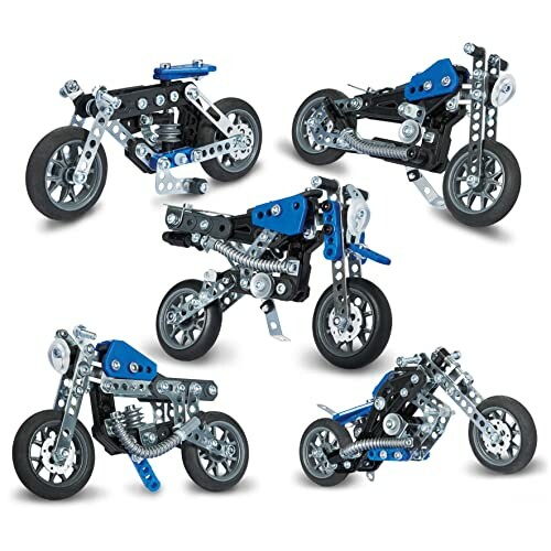 Metalen modelbouwmotoren in verschillende ontwerpen.