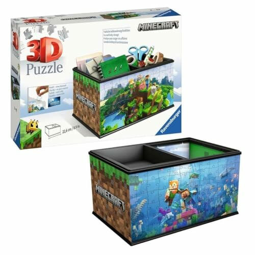 Minecraft 3D-puzzel doos met vakken voor opslag.