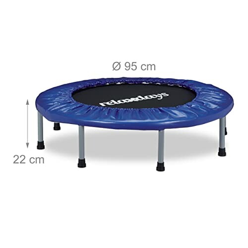 Kleine trampoline met een diameter van 95 cm en hoogte van 22 cm.