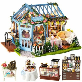 Miniatuur poppenhuis serre met meubels en accessoires