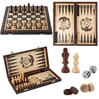 Schaken, backgammon en dammen spel set