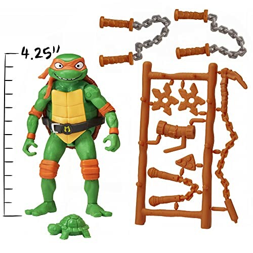 Ninja schildpad actiefiguur met accessoires en kleine schildpad