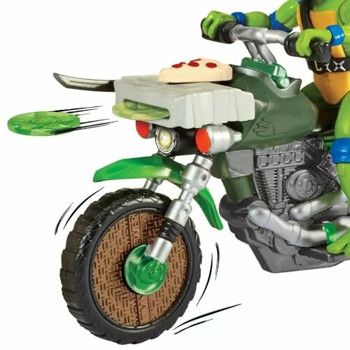 Speelgoed motorfiets met ninja schildpad figuur.