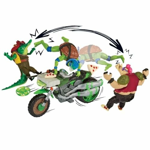 Actiefiguren van Ninja Turtles met motorfiets