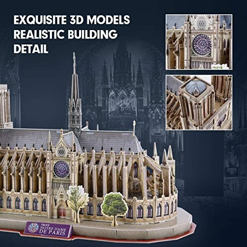 3D puzzel van de Notre Dame met gedetailleerde bouw