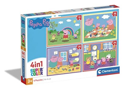 Peppa Pig puzzelset met vier kleurrijke afbeeldingen