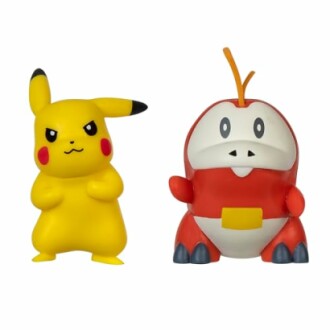 Twee Pokémon-figuren, Pikachu en een andere.