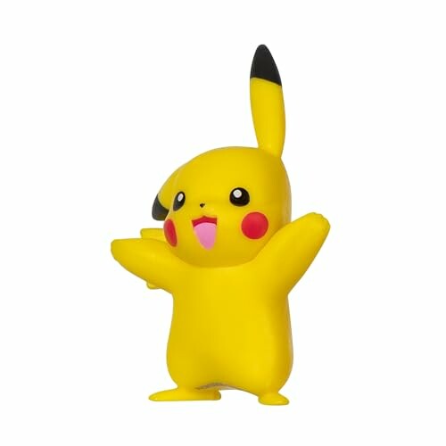 Gele Pikachu-figuur met rode wangen en opgetogen armen