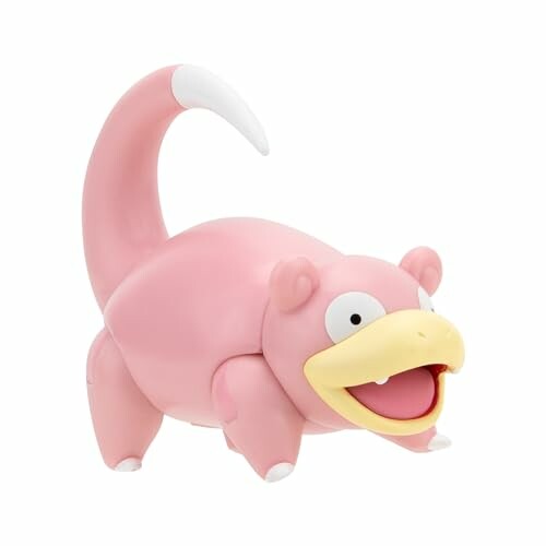 Roze cartoonfiguur met grote mond en staart