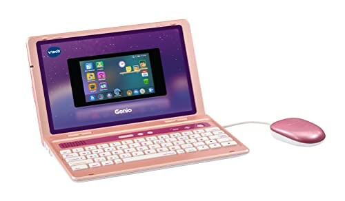 Roze kinder laptop met muis