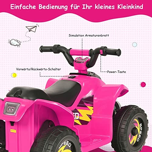 Roze kinderquad met eenvoudige bedieningselementen