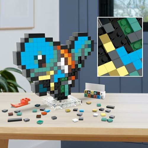 Pixelkunst hartvormige Lego-set op tafel