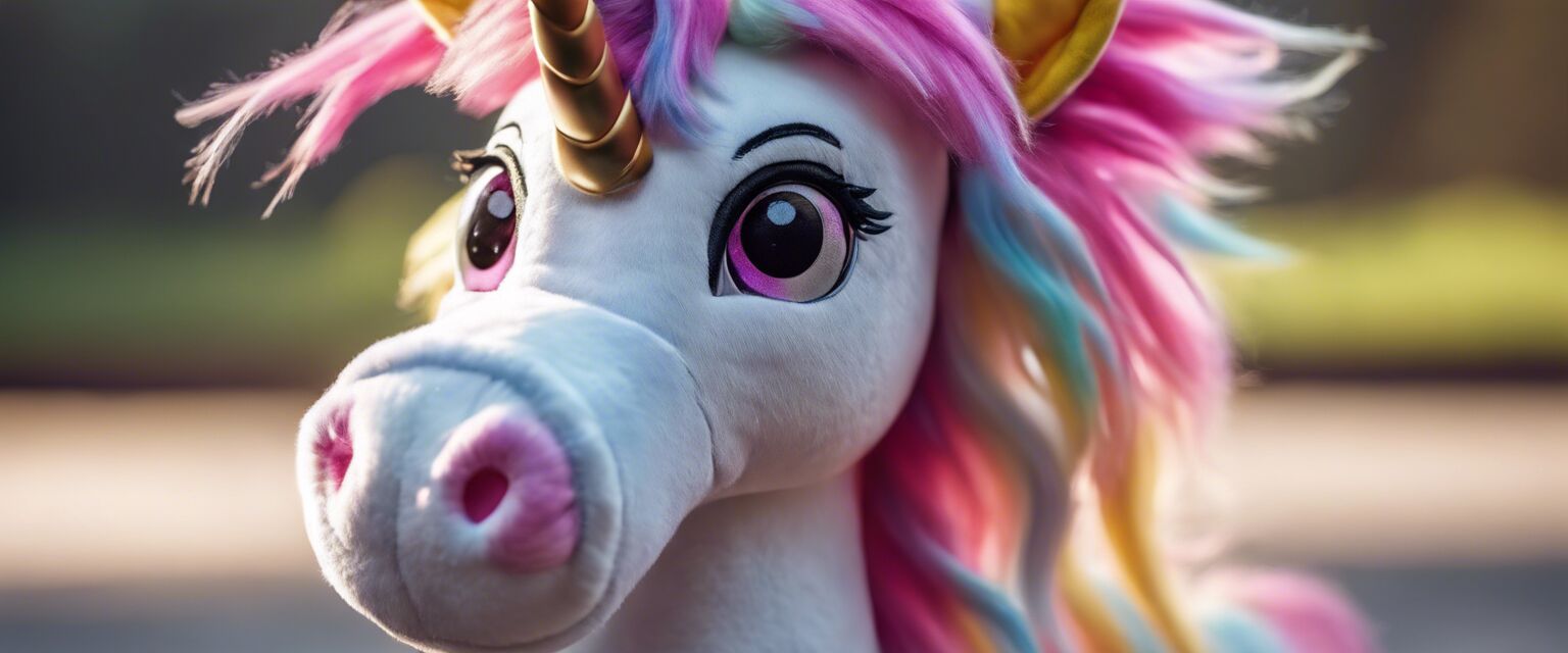 Close-up of a plush unicorn