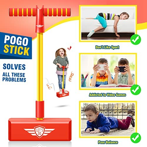 Kinderen spelen met een pogo-stick