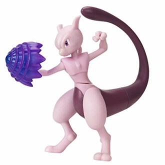 Paarse Pokémon-figuur met krachtige aanval