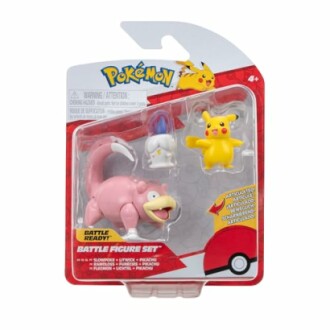 Pokémon figuurenset met Slowpoke, Togepi en Pikachu.