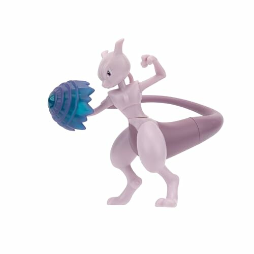 Speelgoedfiguur van Mewtwo met een energieaanval.