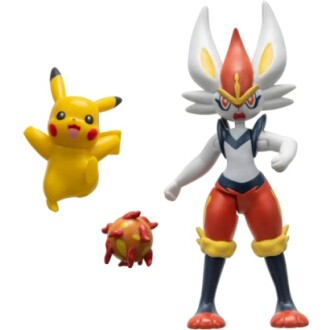 Pokemon figuren van Pikachu en Cinderace met een kleiner object