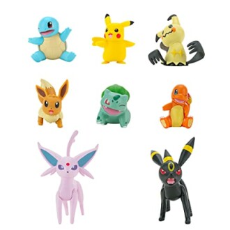 Verschillende Pokémon-figuren op een rij