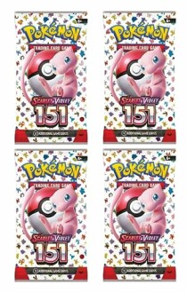 Vier pakjes Pokémon Scarlet en Violet 151 ruilkaarten