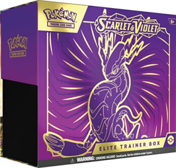 Pokémon Scarlet & Violet Elite Trainer Box met paarse en gouden illustratie