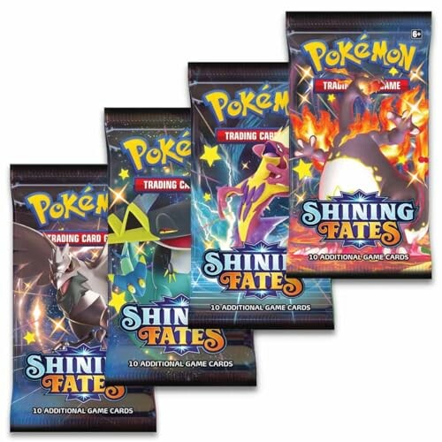 Vier Pokémon Shining Fates booster packs.