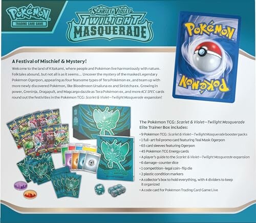 Pokémon TCG: Scarlet & Violet - Twilight Masquerade set met kaarten en accessoires.