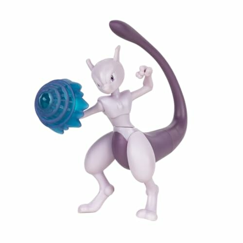 Speelgoedfiguur van een Pokémon met een blauwe energiebal