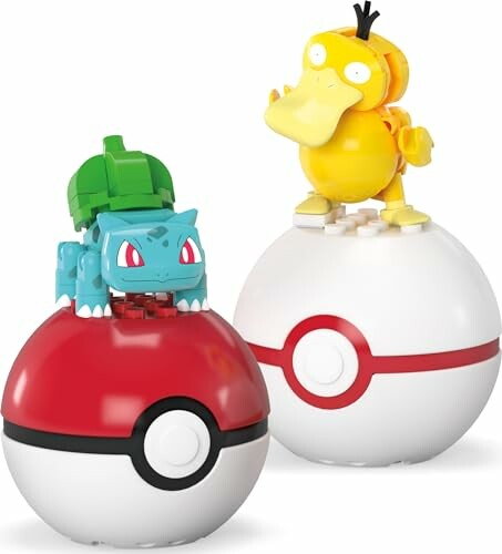 Twee Pokémon-figuren op Pokéballen