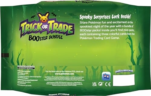 Achterkant van een Pokémon Trick or Trade Booster Bundle verpakking