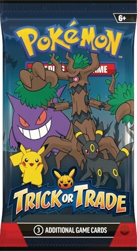 Pokémon kaartverpakking met Gengar, Pikachu, Trevenant en Umbreon