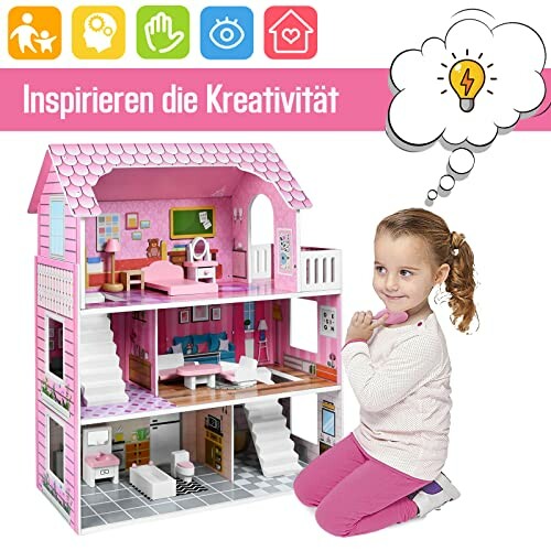 Kind speelt met poppenhuis