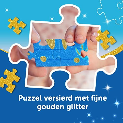 Puzzelstuk versierd met gouden glitter