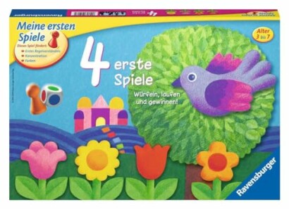 Kinderspel doos met bloemen en vogel illustratie