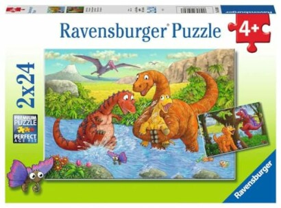 Kindvriendelijke puzzel met dinosauriërs voor kinderen vanaf 4 jaar.