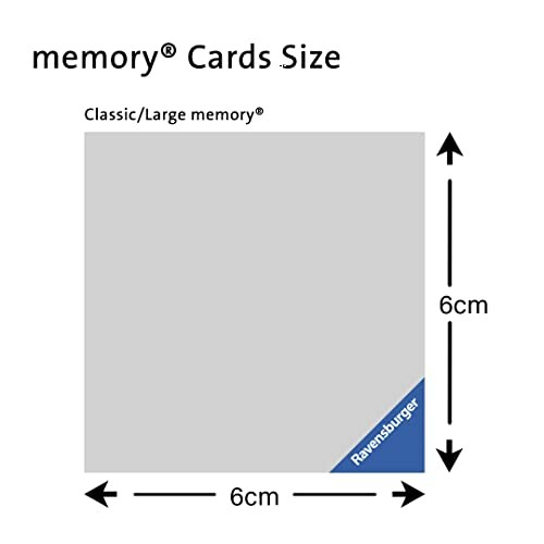 Afbeelding toont de grootte van Ravensburger memory kaarten.